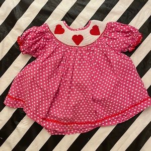 Smock Monkey Sz 3 Polka Dot Smocked Heart Dress